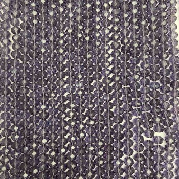 Korálky z českého křišťálu na niti, fialově průhledné, brusované rondely, průměr 8×6 mm, délka 40–42 cm
