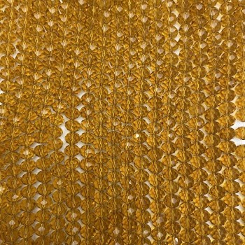 Korálky z Českého křišťálu na vlasové šňůrce, jantarově průhledné, broušené rondely, průměr 8×6 mm, délka 40–41 cm