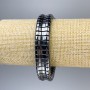 Náramek z hematitu, řetízkový vzor, tmavě šedá barva, průměr 15×4 mm, délka 18 cm, elastický