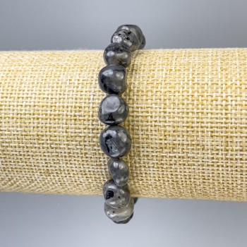 Náramek z lavrikitu s broušenými korálkami, průměr 10×9 mm, délka 18 cm, elastická šňůra