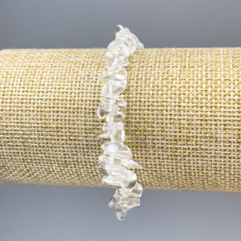 Náramek z horského křišťálu – drobné fragmenty, průměr 6–10×3 mm ±, délka 18 cm ± elastický