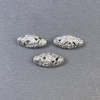 Stříbrná korálka-vložka pro šperky, barva kovu: stříbrná, průměr 18×8 mm, otvor přibližně 2 mm, balení 3 ks