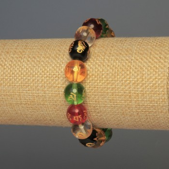 Náramek ze skla s hladkými skleněnými korálkami, průměr 12 mm, délka 18 cm, elastický