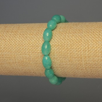 Náramek z akvamarínu – korálky 12×8 mm, délka cca 18 cm, elastická šňůra