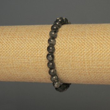 Náramek z labradoritu, hladké korálky o průměru 7 mm, délka 18 cm, elastická šňůrka