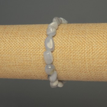 Náramek z modrého achátu, broušený, průměr 8–10×8 mm, délka 18 cm, elastický