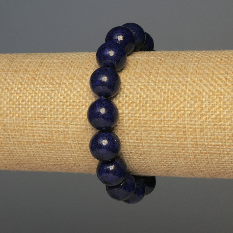 Náramek z lazuritu – hladké kuličky, průměr 12 mm, délka cca 18 cm, elastický