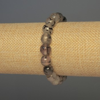 Náramek achát Žíly Draka brusovaný korálek, průměr 10 mm ±, délka 18 cm ±, elastický