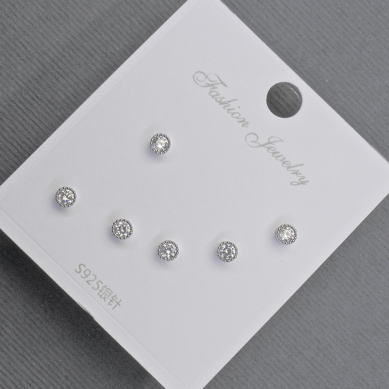 Náušnice pecky 3,2 mm – stříbrný kov, bílé kamínky