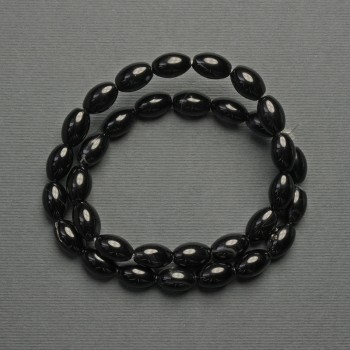 Achátové korálky – zrno, průměr 12×8 mm ± na niti, délka 39 cm+