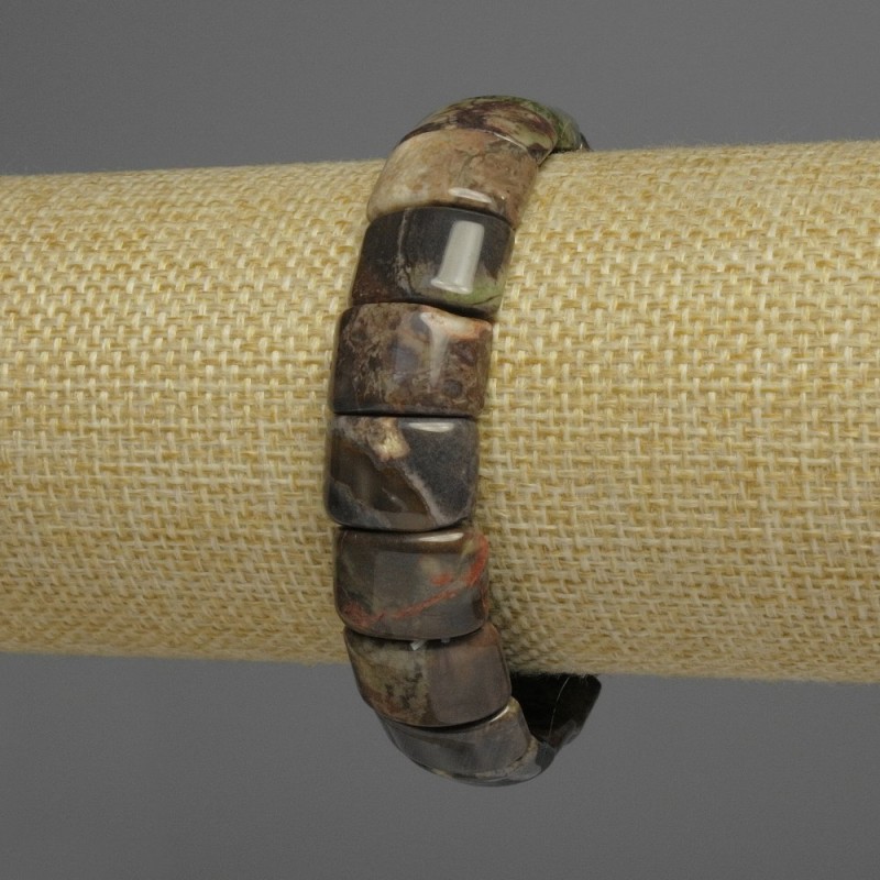Náramek z přírodního kamene oceánský jaspis, oválné články 15×10 mm, délka cca 18 cm, pružný