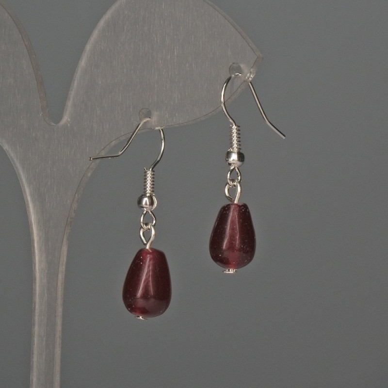 Náušnice z tonovaného růžového křemene 8×12 mm, délka 32 mm