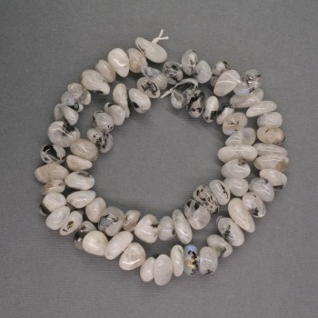 Korálky z adularitu – fazetované rondely, rozměry 9×10×6 mm, délka 42 cm