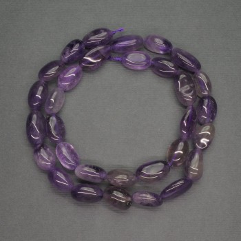 Fasetované korálky z přírodního ametystu, průměr 9–14×9–11 mm, délka 39 cm