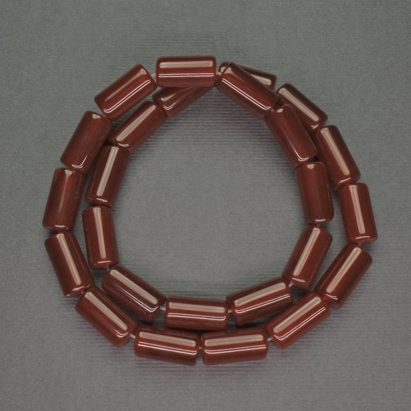 Karneolové cylindrické korálky – průměr 8×15 mm, délka 40 cm