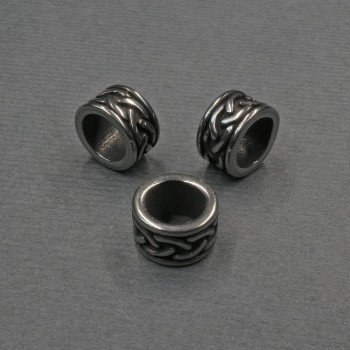 Kovová korálková vložka, barva kovu stříbrná, průměr 9×5 mm ± otvor, průměr 6 mm