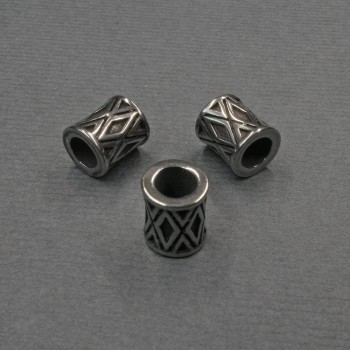 Korálka-vložka kovová, barva kovu stříbrná, průměr 7×8 mm ± otvor, průměr dírky cca 4,5 mm