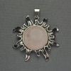 Кулон Сонце Рожевий кварц 42мм+-, довжина 48мм+- сріблястий метал