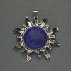 Кулон Сонце Лазурит 42мм+-, довжина 48мм+- сріблястий метал