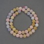 Morganit korálky, hladká kulička, průměr 8 mm, navlečené na niti, délka 39 cm