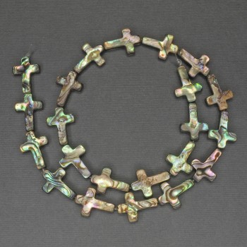 Korálky haliotisu ve tvaru kříže, průměr 18×12 mm, délka cca 40 cm na niti