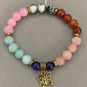 Náramek Směs hladkých kuliček 8 mm ± s kovovými vložkami, délka 18 cm elastický