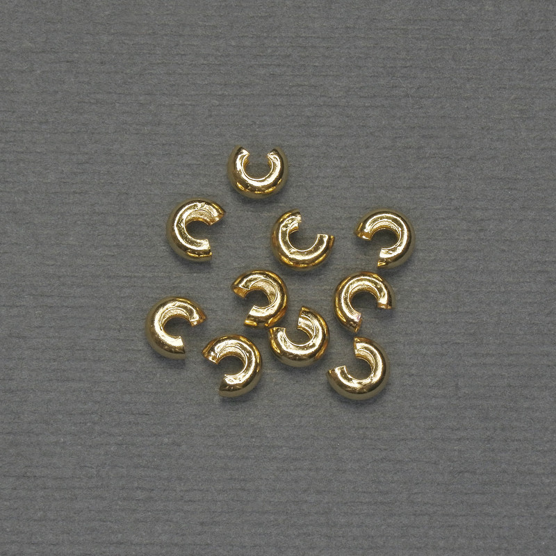 Krimpovací korálek, průměr 6 mm ±, zlatý kov, 10 párů