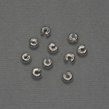 Krimpovací korálka pro krimpování, stříbrný kov, průměr 4,5 mm, balení 10 párů