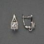 Háčky na náušnice s bílými štrasovými kamínky, stříbrný kov, 17×7 mm – pár