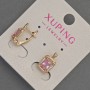 Náušnice Xuping se bílými kamínky a růžovým krystalem, průměr 8 mm ±, délka 14 mm ±, 18K pozlacení