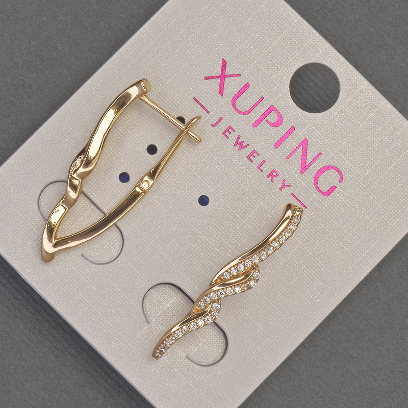 Náušnice Xuping se bílými štrasovými kameny, průměr 4 mm, délka 27 mm, pozlacení 18K