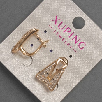 Náušnice Xuping s bílými štrasovými kamínky, průměr 8–12 mm, délka 18 mm, pozlacené 18K