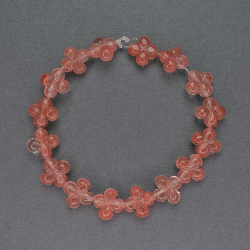 Korálky chalcedonu z přírodního kamene ve tvaru čtyřlístku, průměr 13×13 mm ±, délka 20 cm ±