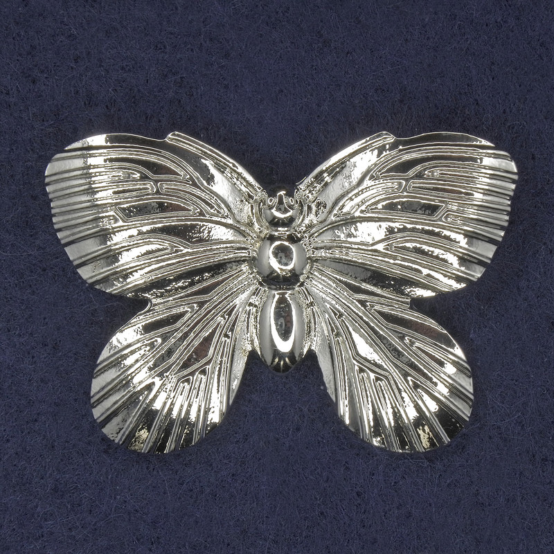 Brož Motýl stříbrný kov 42×30 mm+