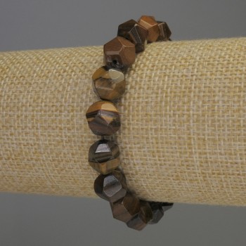 Náramek z tygřího oka, víceúhelníkové korálky, průměr 10×9 mm, délka 18 cm, na gumičce