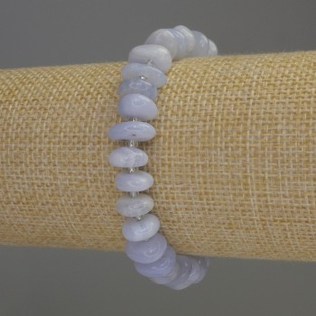 Náramek z modrého achátu, galetové korálky 11×4 mm a menší 3 mm, délka 18 cm, pružný