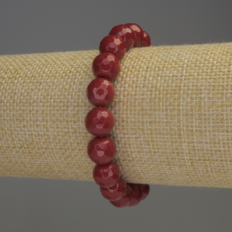 Náramek z korálu s broušenými kuličkami, průměr cca 10 mm, délka 18 cm, pružný