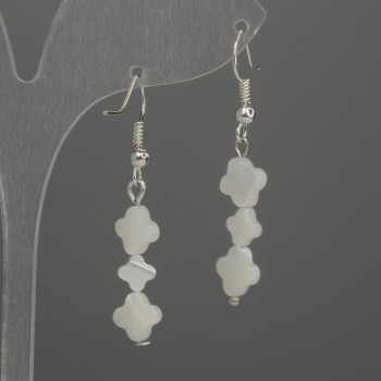 Сережки Перламурт конюшина 6мм+-, довжина 43мм+