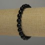 Náramek z achátu, brusované kuličky, průměr 8 mm, délka 18 cm (elastický)