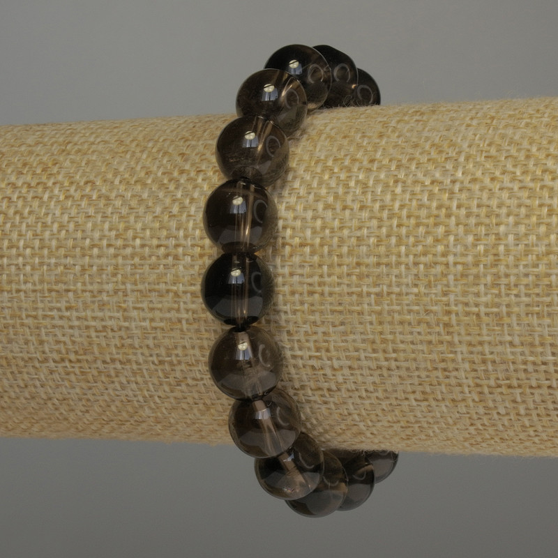 Náramek z rauhtopazu, hladká korálka, průměr 10 mm, délka 18 cm, elastická šňůrka