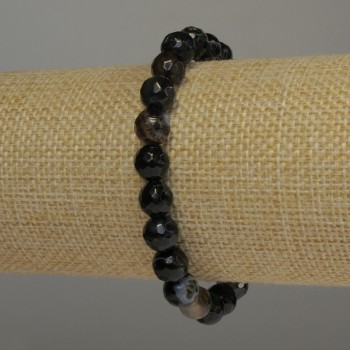 Náramek z broušeného achátu – broušené korálky, průměr 8 mm, délka 18 cm, elastický