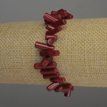 Náramek z korálu sloupcový, průměr 8–15×3–5 mm, délka 18 cm, elastický