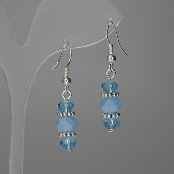 Náušnice z českého křišťálu rondely 6×5 mm +- 8×6 mm +-, délka 38 mm+