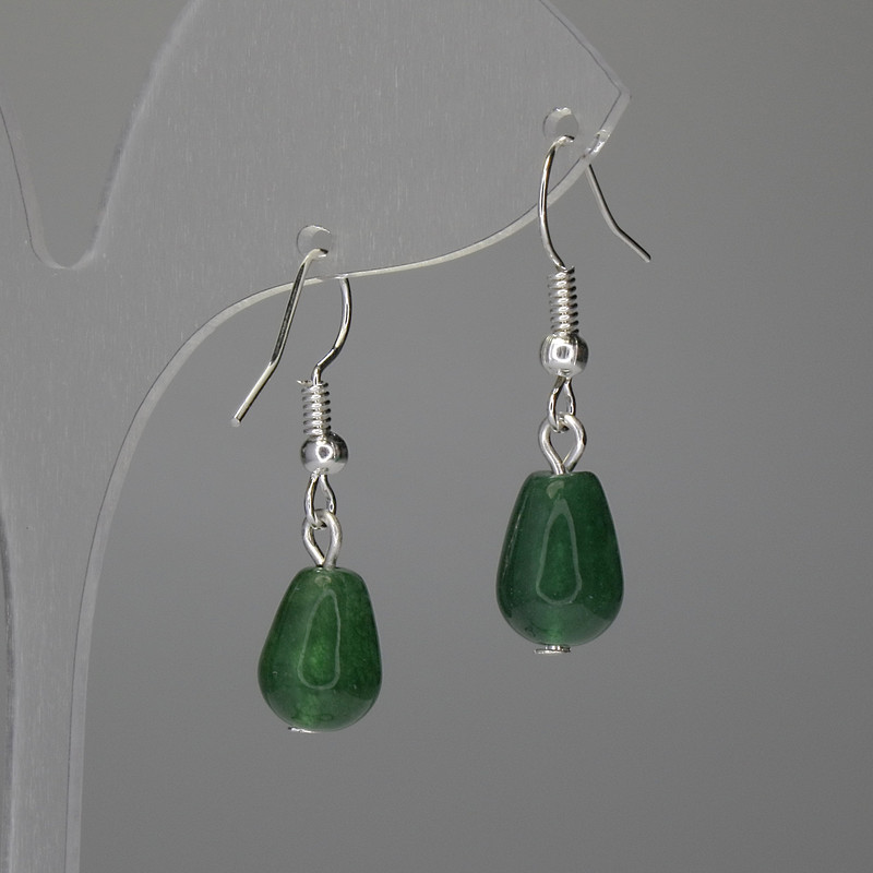 Náušnice z chrysoprasu krále 12×8 mm, délka 30 mm