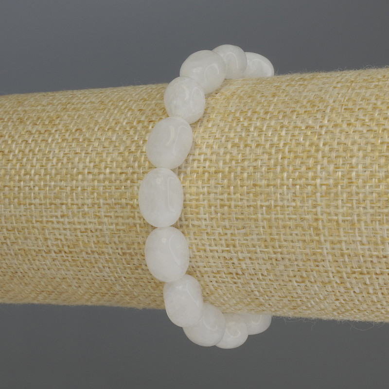 Náramek z bílého křemene, fasetované korálky, průměr 9–12×8 mm, délka 18 cm, elastický