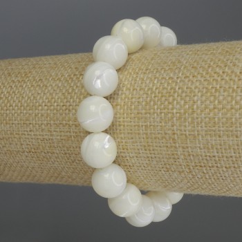 Náramek z perleti, hladká kulička, průměr 12 mm, délka 18 cm, elastický