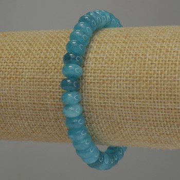 Náramek z akvamarínu – rondele, průměr 8×5 mm, délka 18 cm, pružný