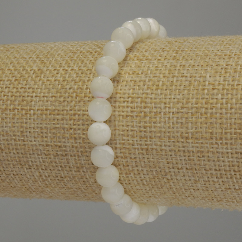 Náramek z perleti – hladké kuličky, průměr 7 mm, délka 18 cm, elastický
