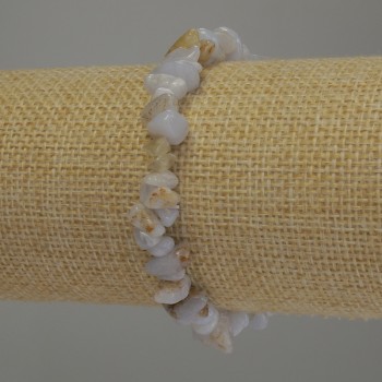 Náramek z modrého achátu – drobné kousky, průměr 6–12×2–4 mm, délka 18 cm, elastický