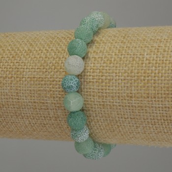 Náramek z mrazivého achátu, hladká korálka, průměr 8 mm, délka 18 cm, na elastické šňůrce